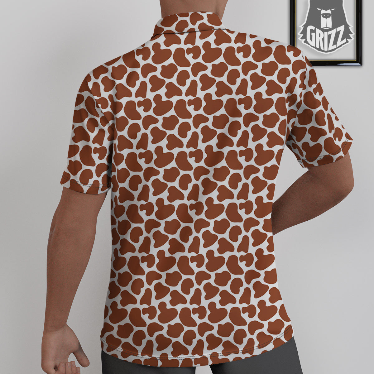 Brown Chocolate And White Cow Print Untucked Shirts-grizzshop