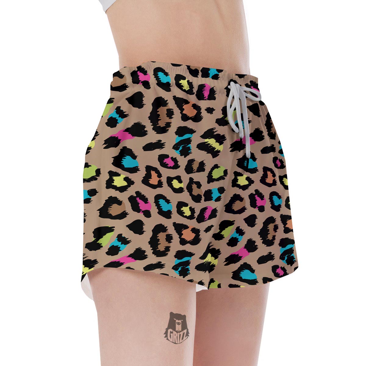 Brown Colorful Cheetah Print Women's Shorts-grizzshop