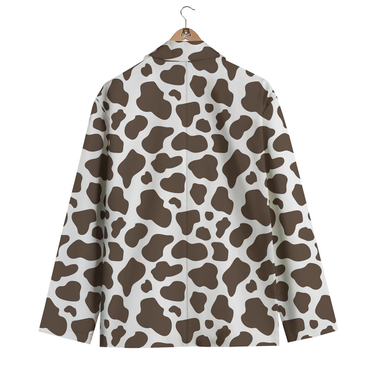 Brown Cow Pattern Print Men's Blazer-grizzshop