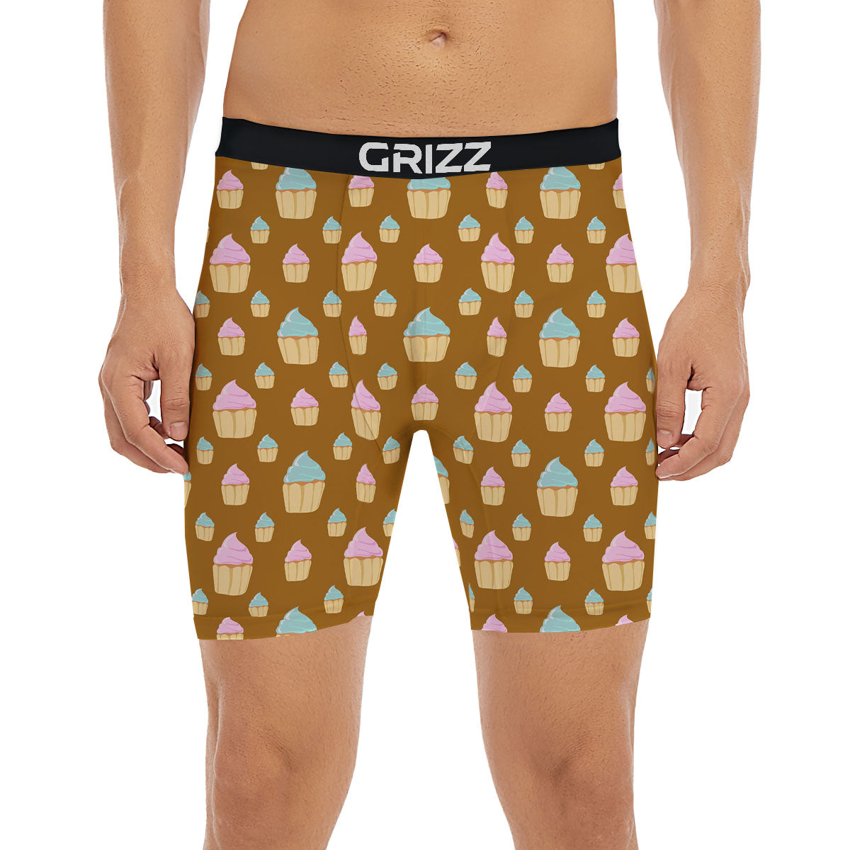 Brown Cupcake Pastel Print Pattern Boxer Briefs-grizzshop
