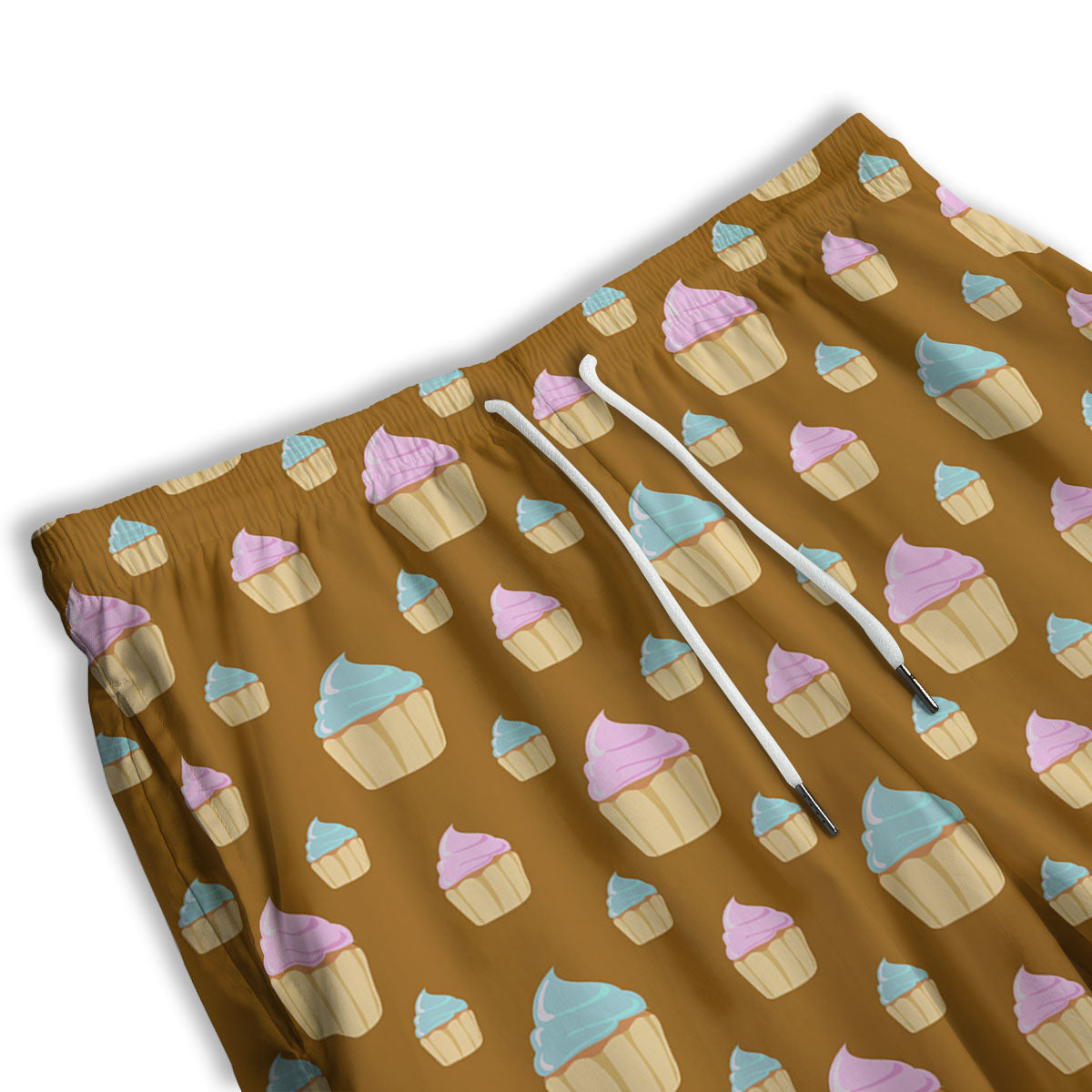 Brown Cupcake Pastel Print Pattern Men's Athletic Shorts
