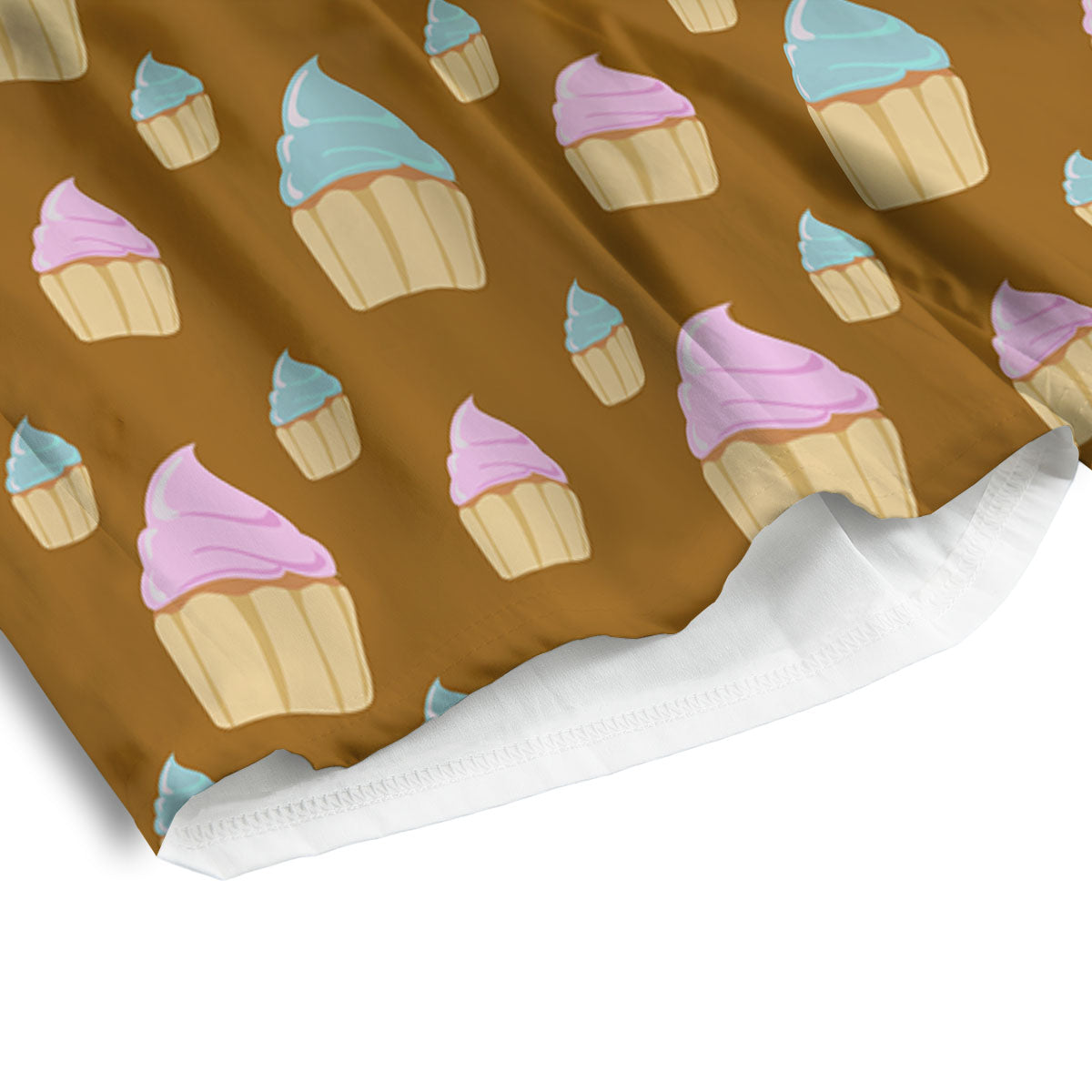 Brown Cupcake Pastel Print Pattern Men's Athletic Shorts