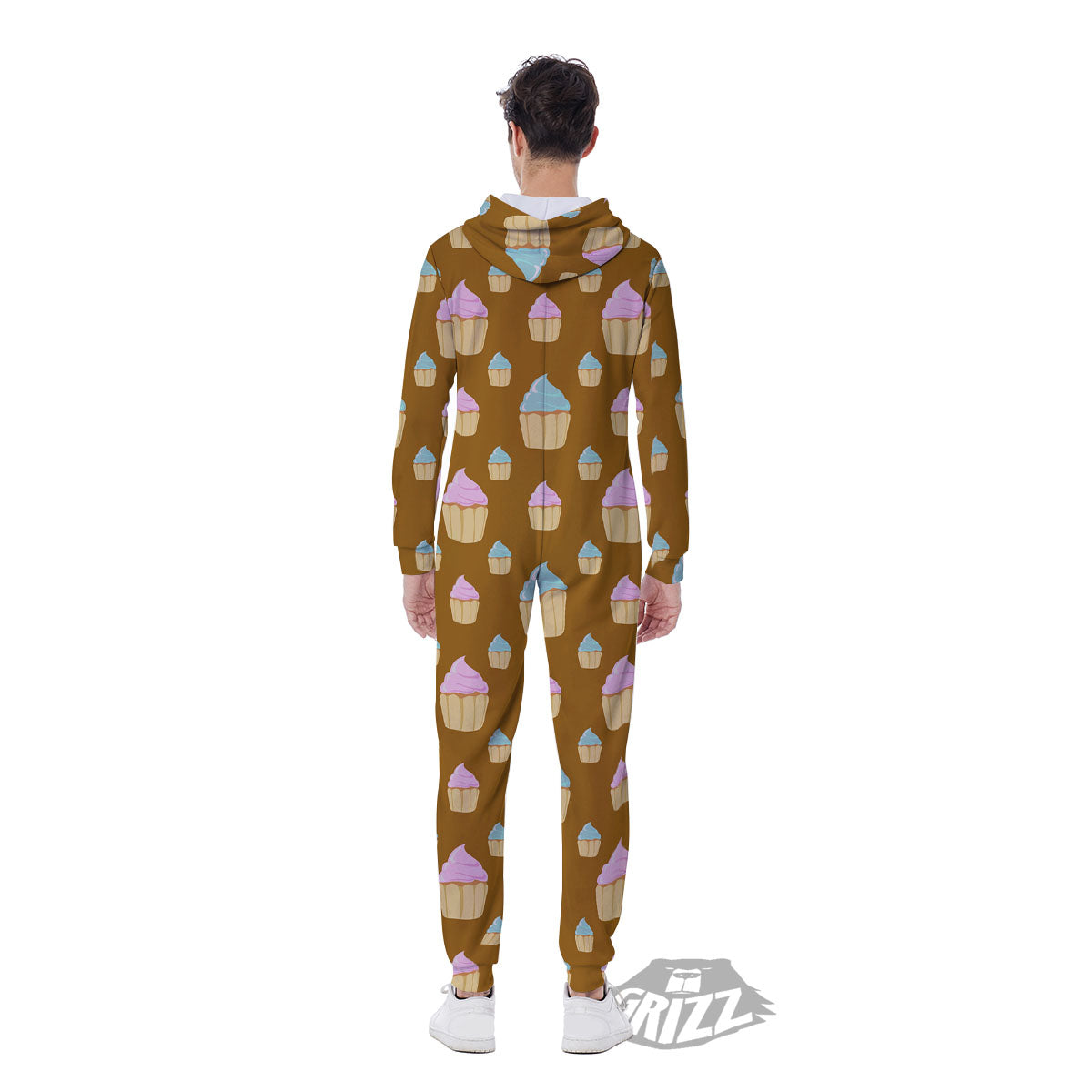 Brown Cupcake Pastel Print Pattern Men's Jumpsuit-grizzshop
