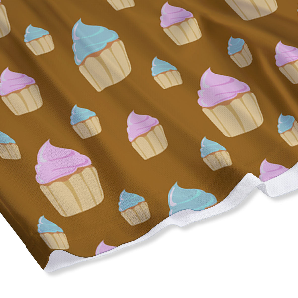 Brown Cupcake Pastel Print Pattern Mesh Shorts