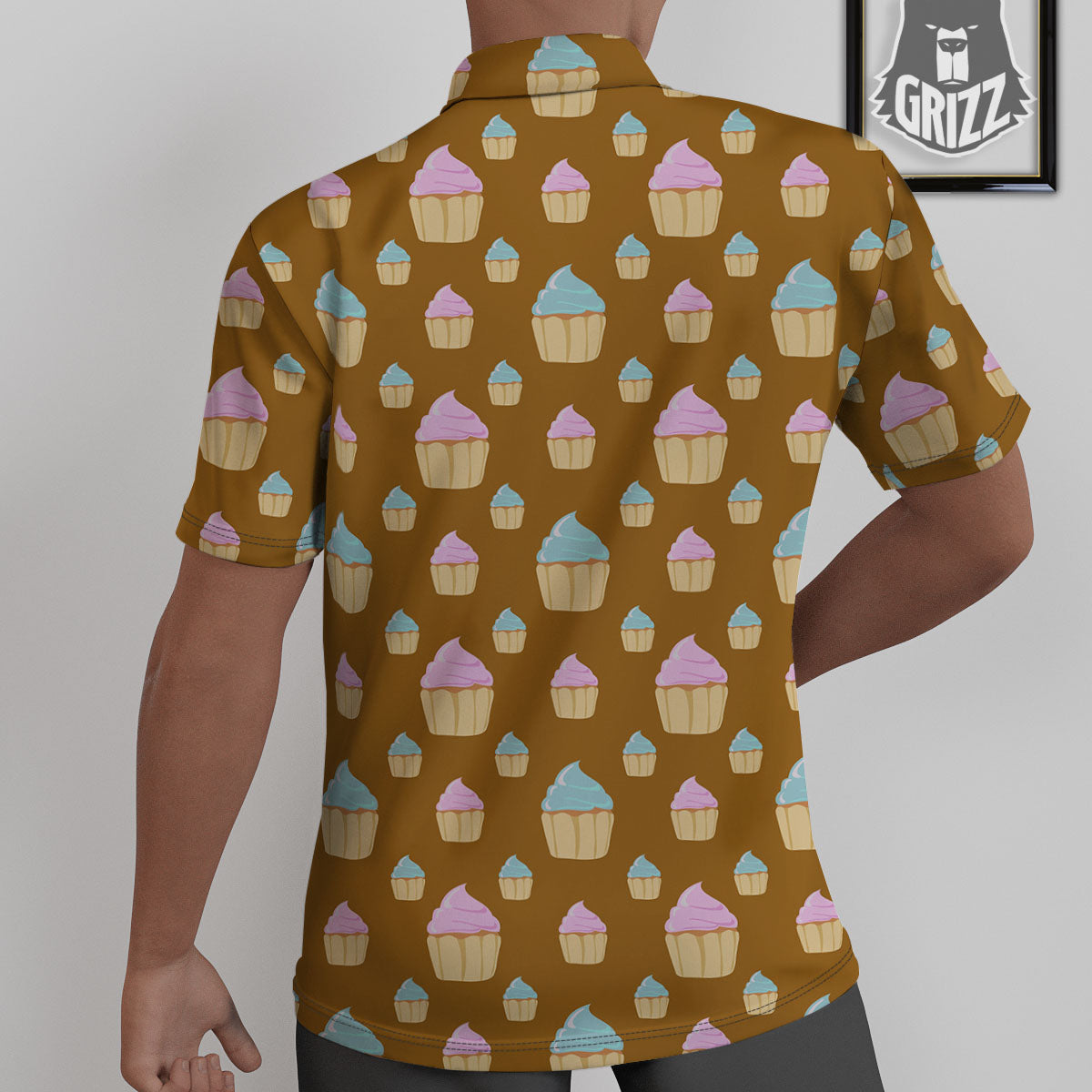 Brown Cupcake Pastel Print Pattern Untucked Shirts-grizzshop