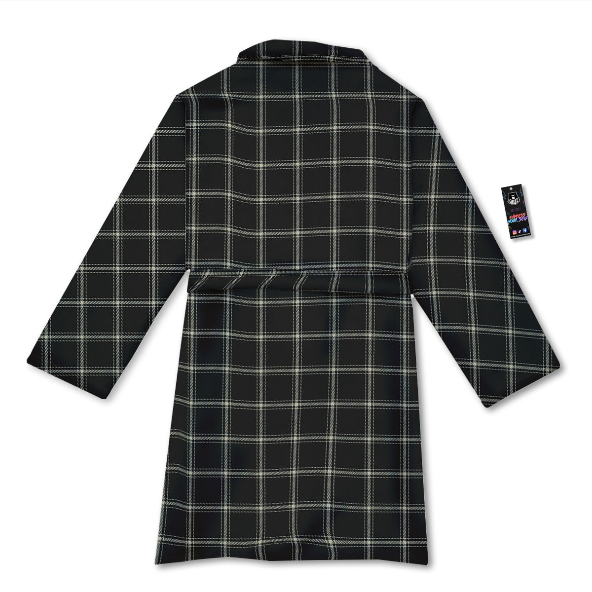 Brown Dark Check Print Pattern Bathrobe-grizzshop