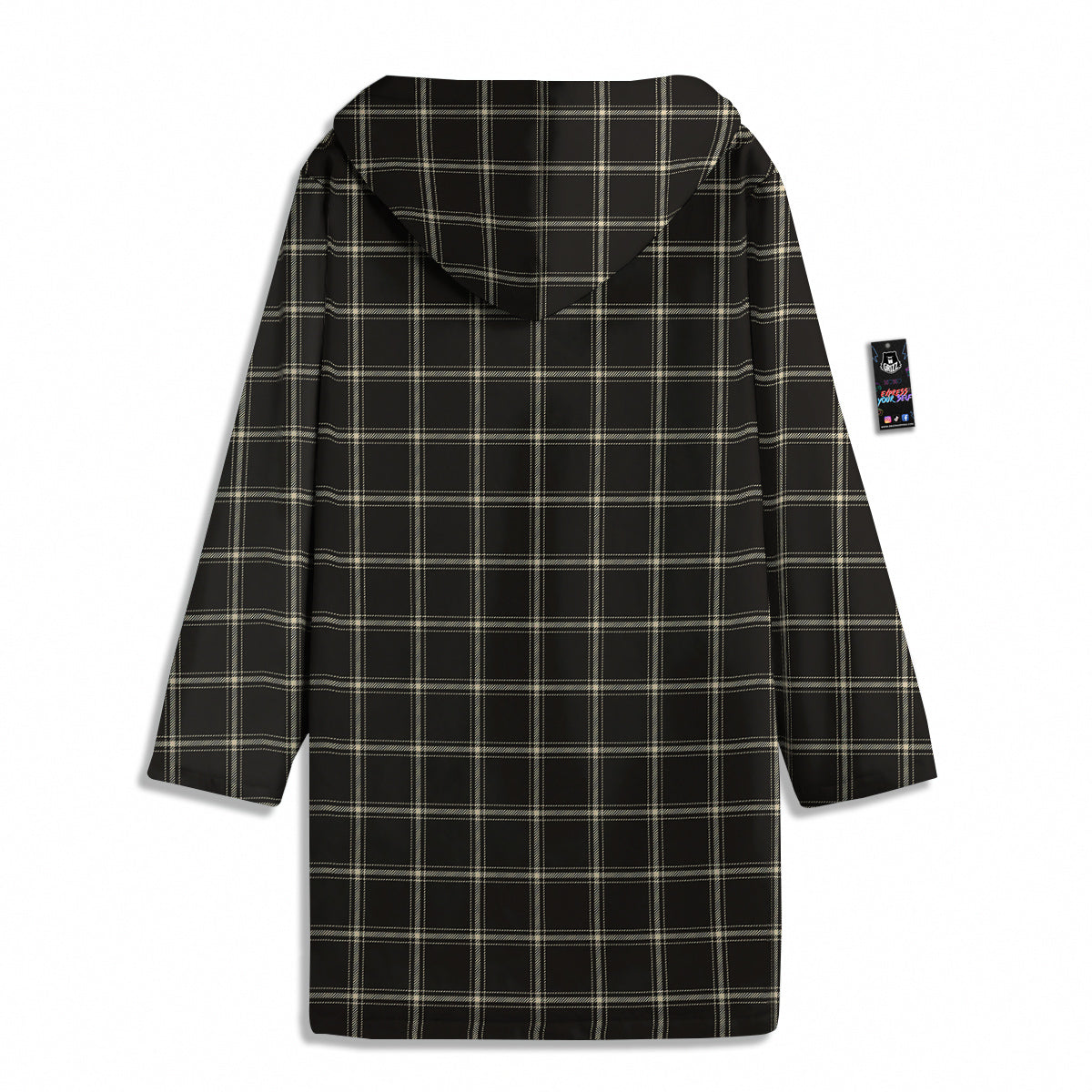 Brown Dark Check Print Pattern Men's Windbreaker Jacket-grizzshop