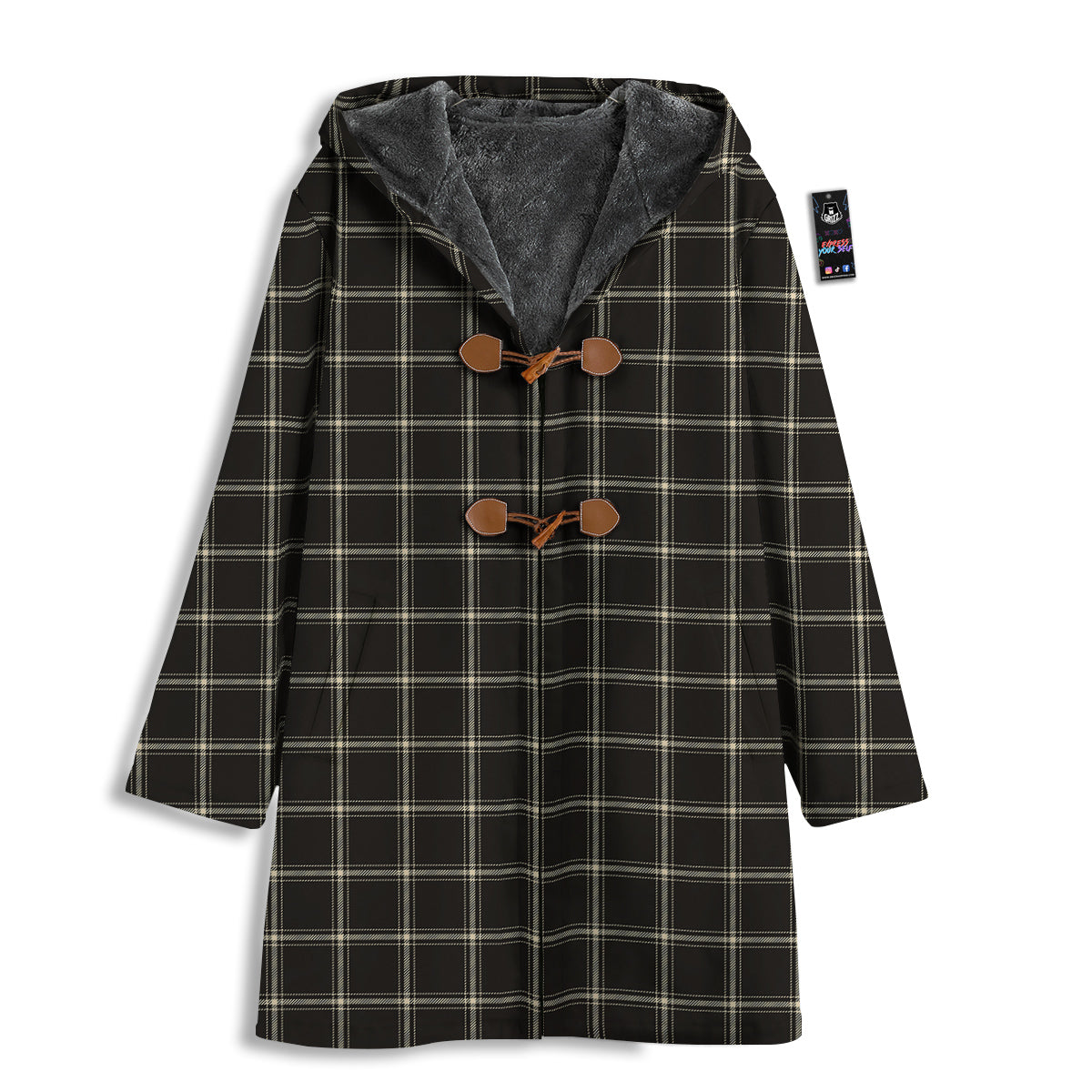 Brown Dark Check Print Pattern Men's Windbreaker Jacket-grizzshop