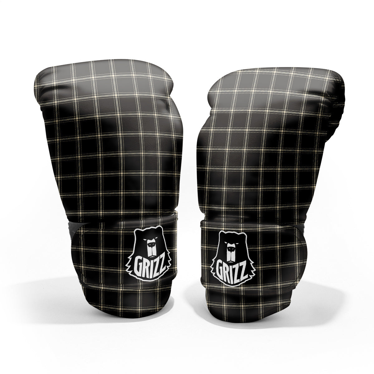 Brown Dark Check Print Pattern Pro Boxing Glove