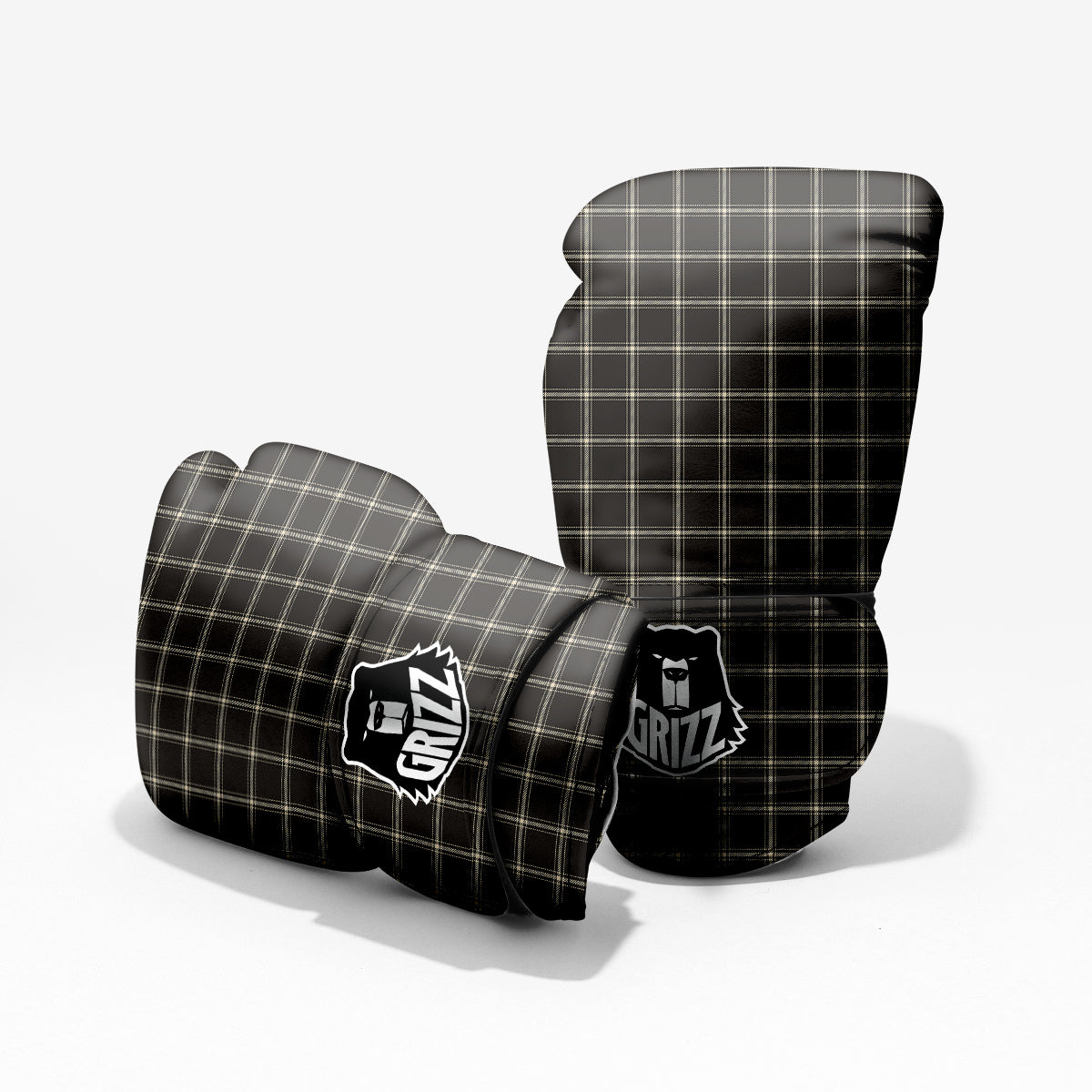 Brown Dark Check Print Pattern Pro Boxing Glove