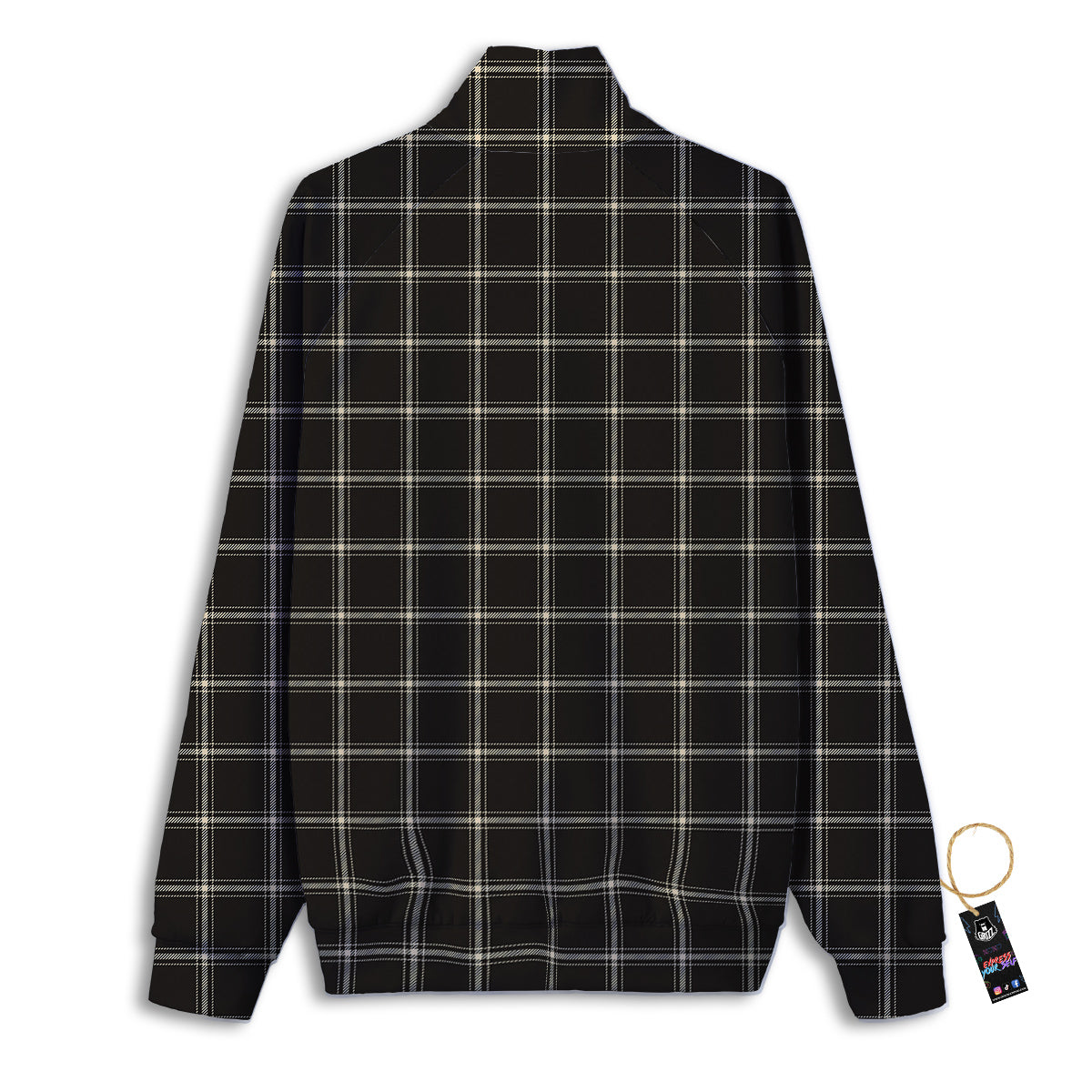 Brown Dark Check Print Pattern Track Jacket-grizzshop
