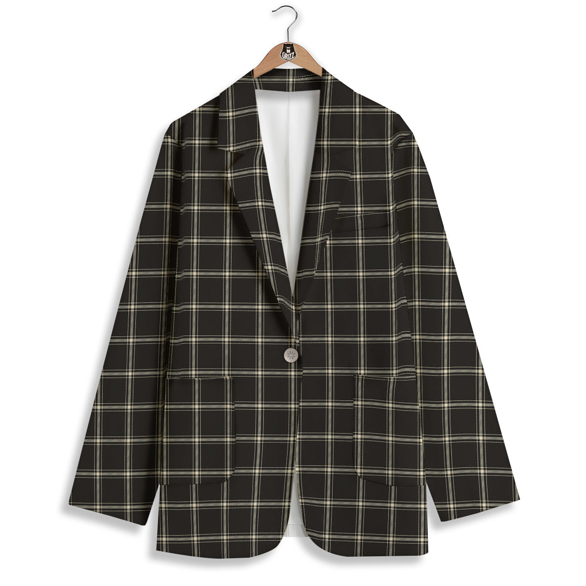 Brown Dark Check Print Pattern Women's Blazer-grizzshop