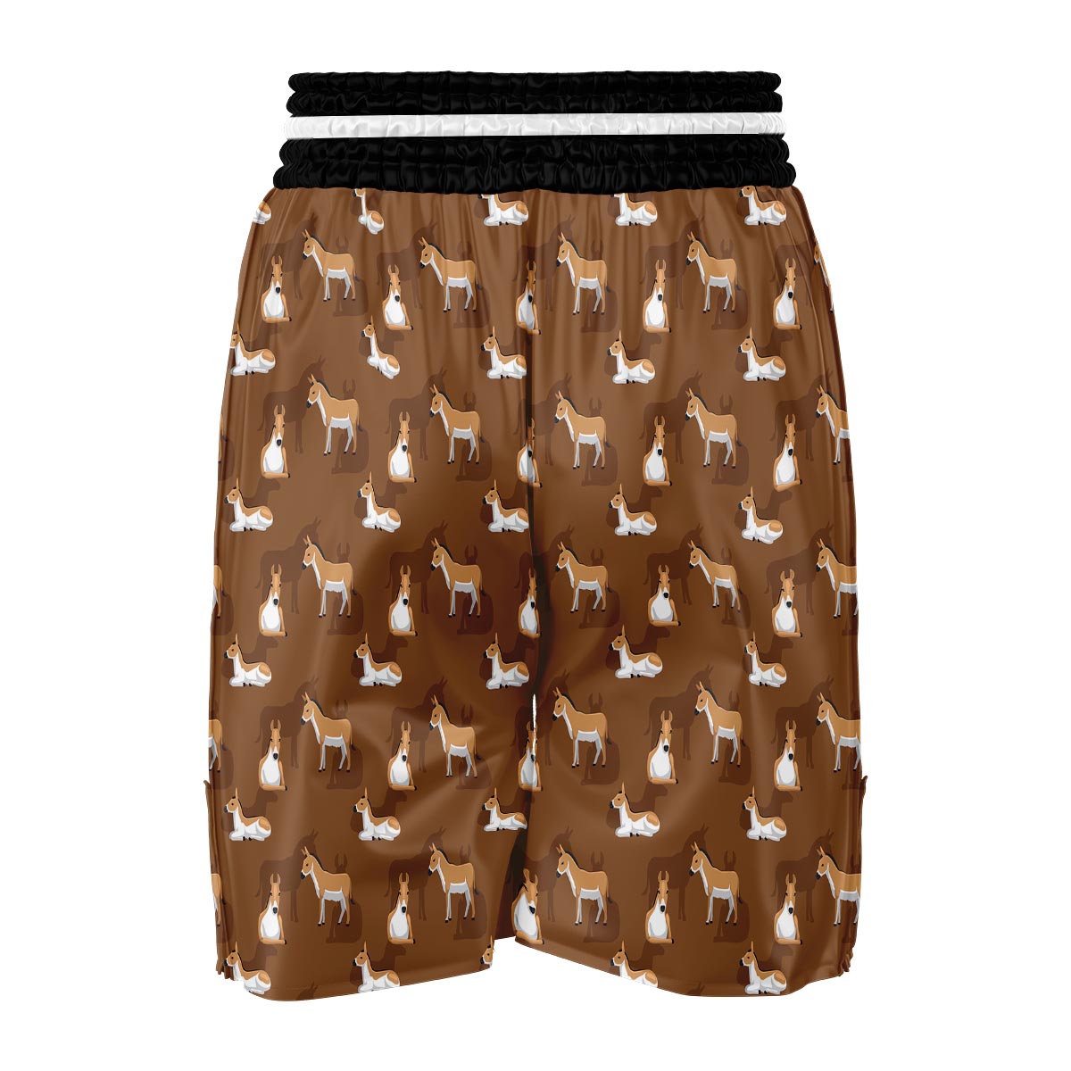 Brown Donkey Pattern Print Boxing Shorts-grizzshop