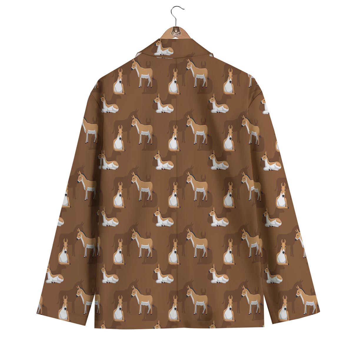 Brown Donkey Pattern Print Men's Blazer-grizzshop