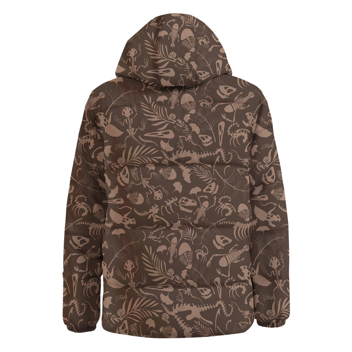 Brown Fossil Print Pattern Down Jacket-grizzshop
