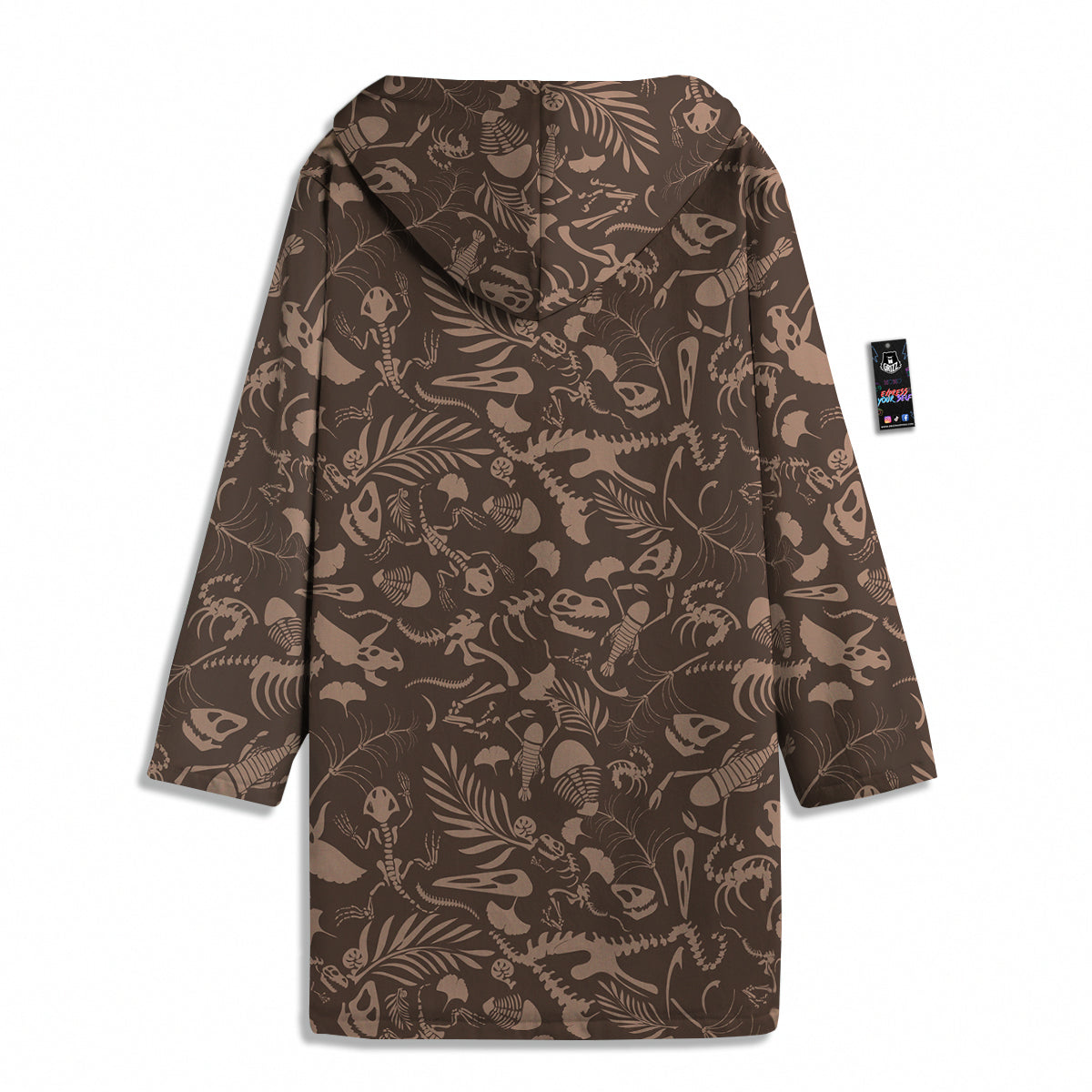 Brown Fossil Print Pattern Men's Windbreaker Jacket-grizzshop