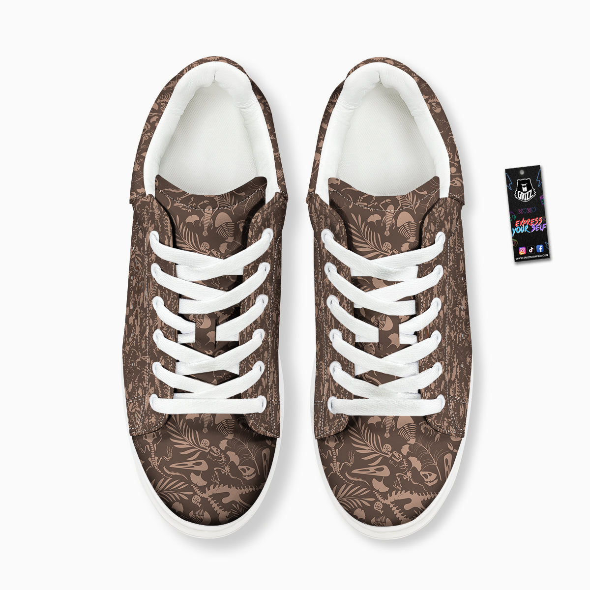 Brown Fossil Print Pattern Platform Shoes-grizzshop