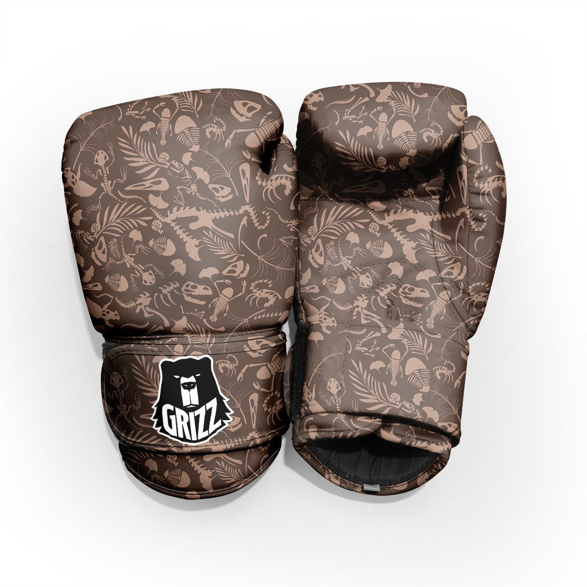 Brown Fossil Print Pattern Pro Boxing Glove