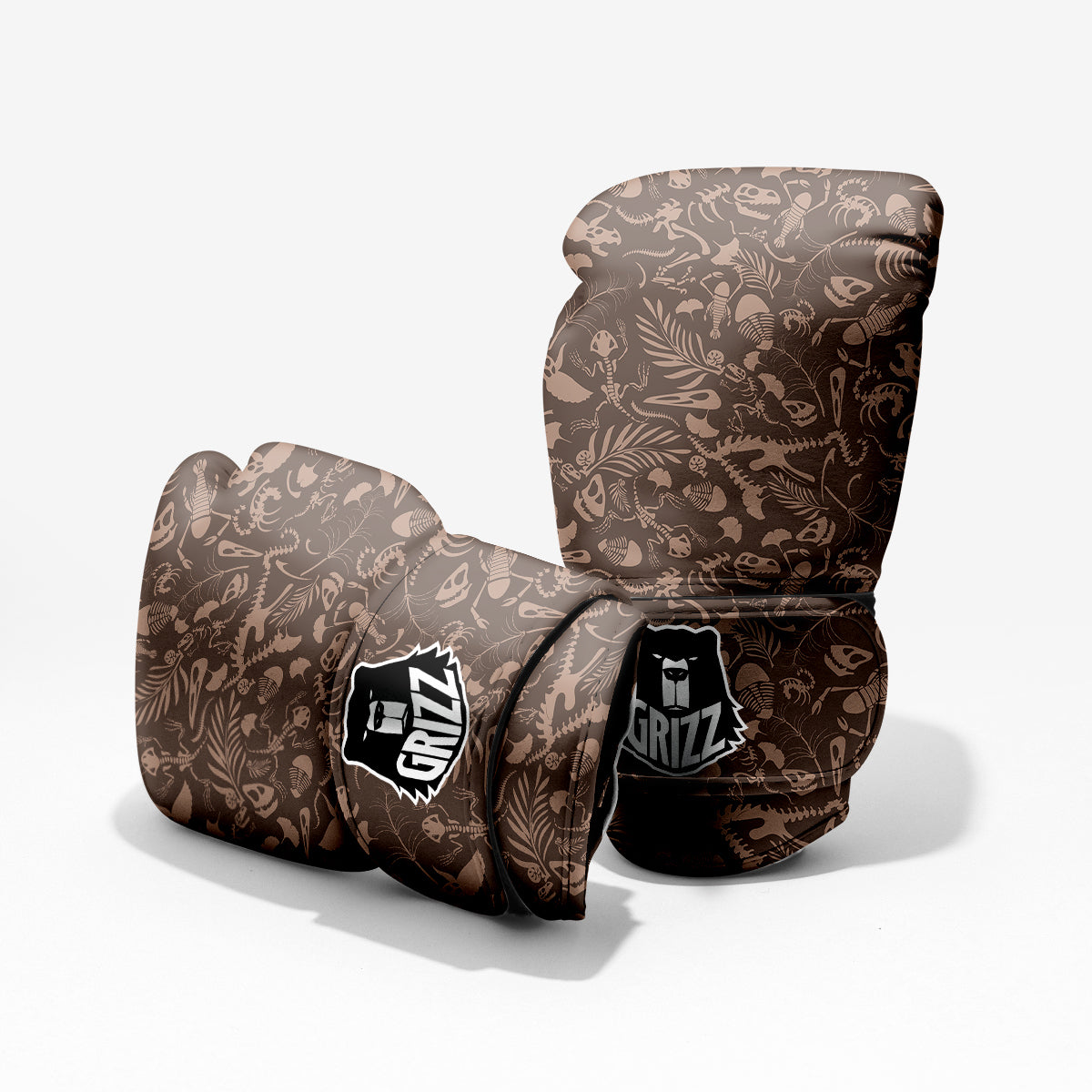 Brown Fossil Print Pattern Pro Boxing Glove