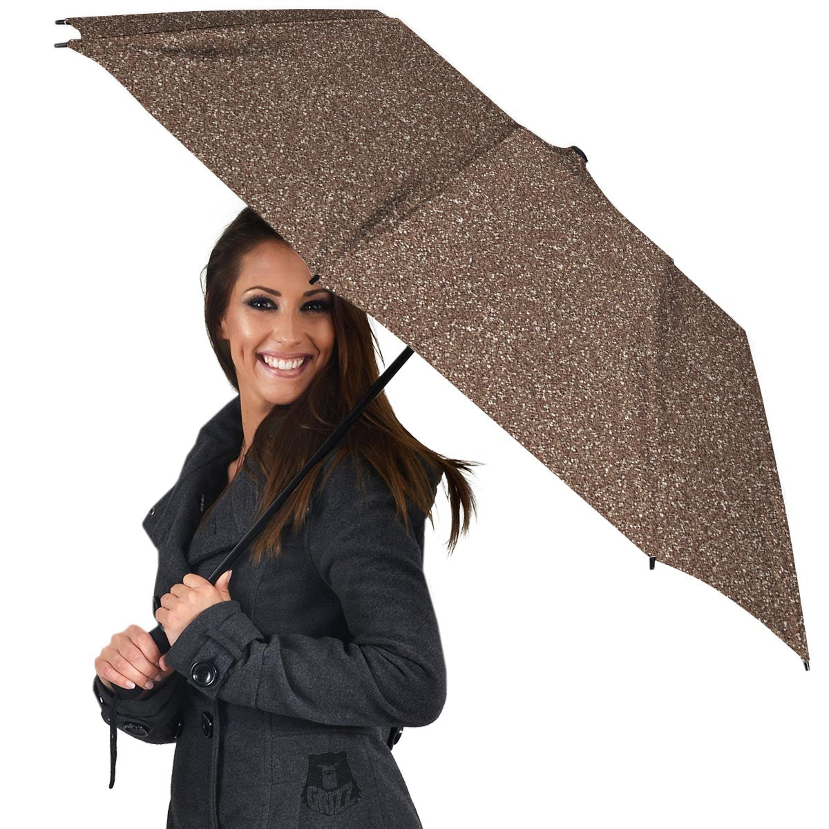 Brown Glitter Artwork Print Umbrella-grizzshop