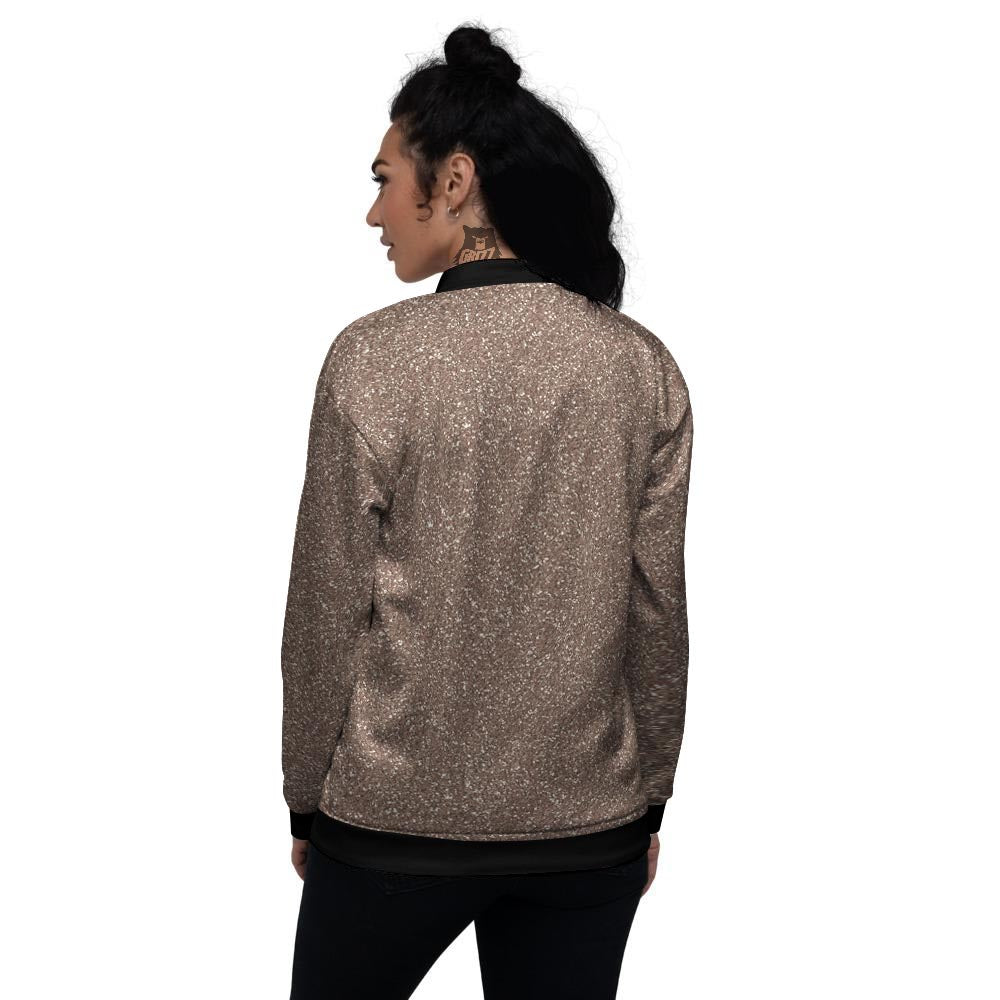 Brown Glitter Artwork Print Women's Bomber Jacket-grizzshop
