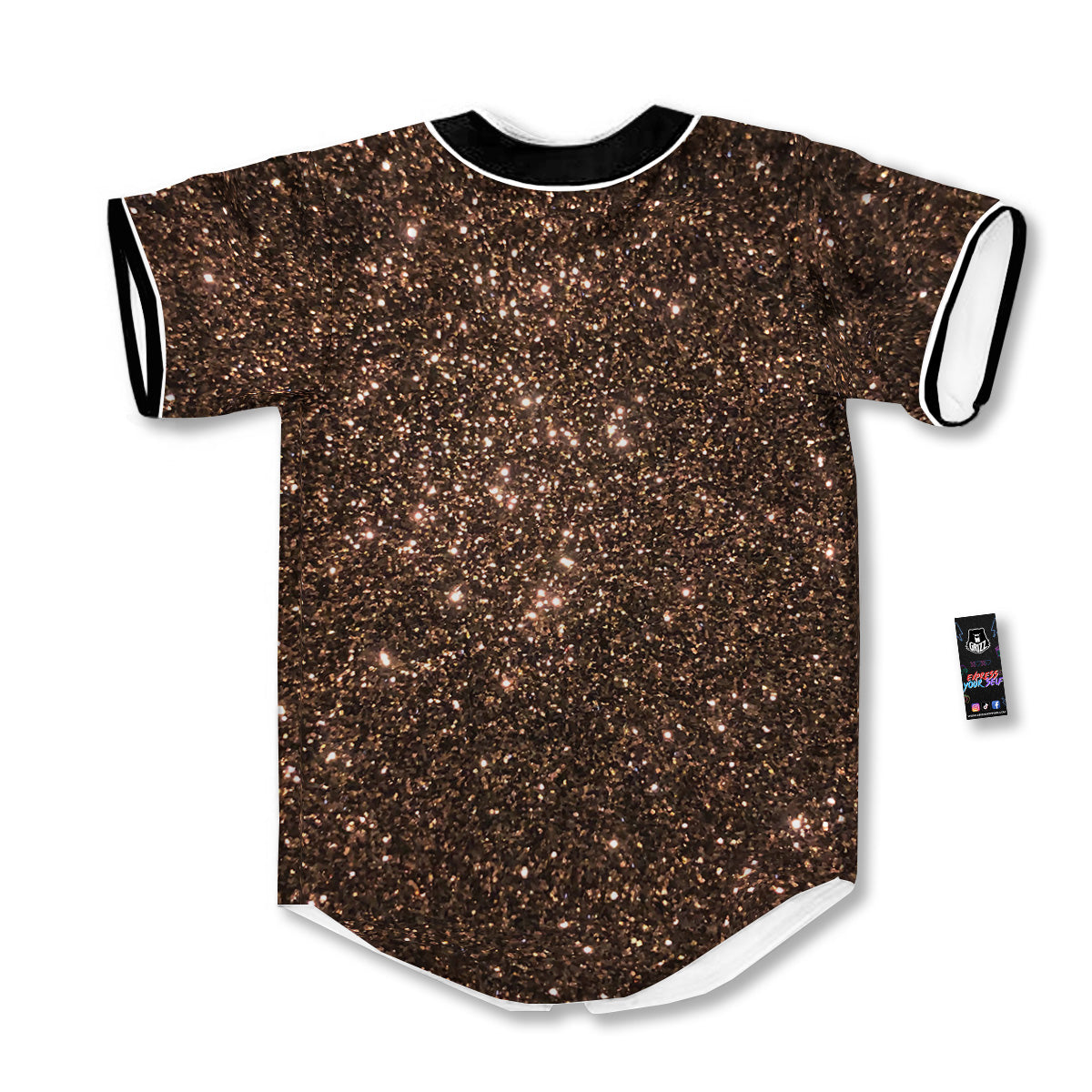 Brown Glitter Print Baseball Jersey-grizzshop