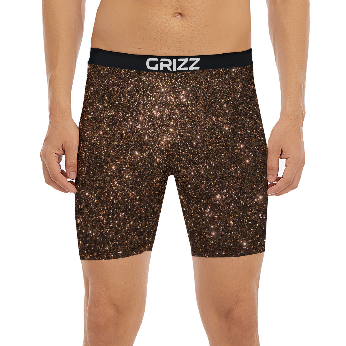 Brown Glitter Print Boxer Briefs-grizzshop