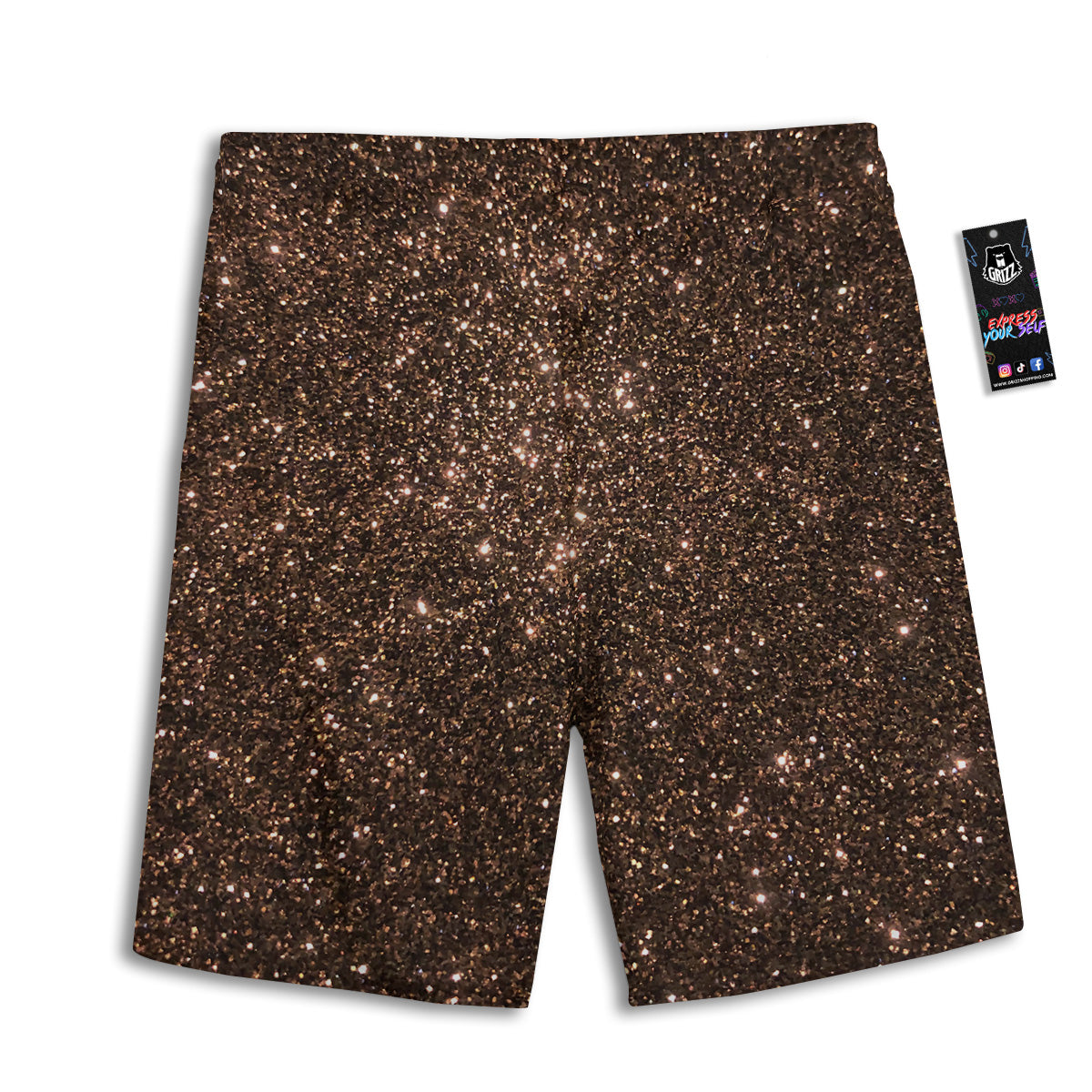 Brown Glitter Print Men's Athletic Shorts