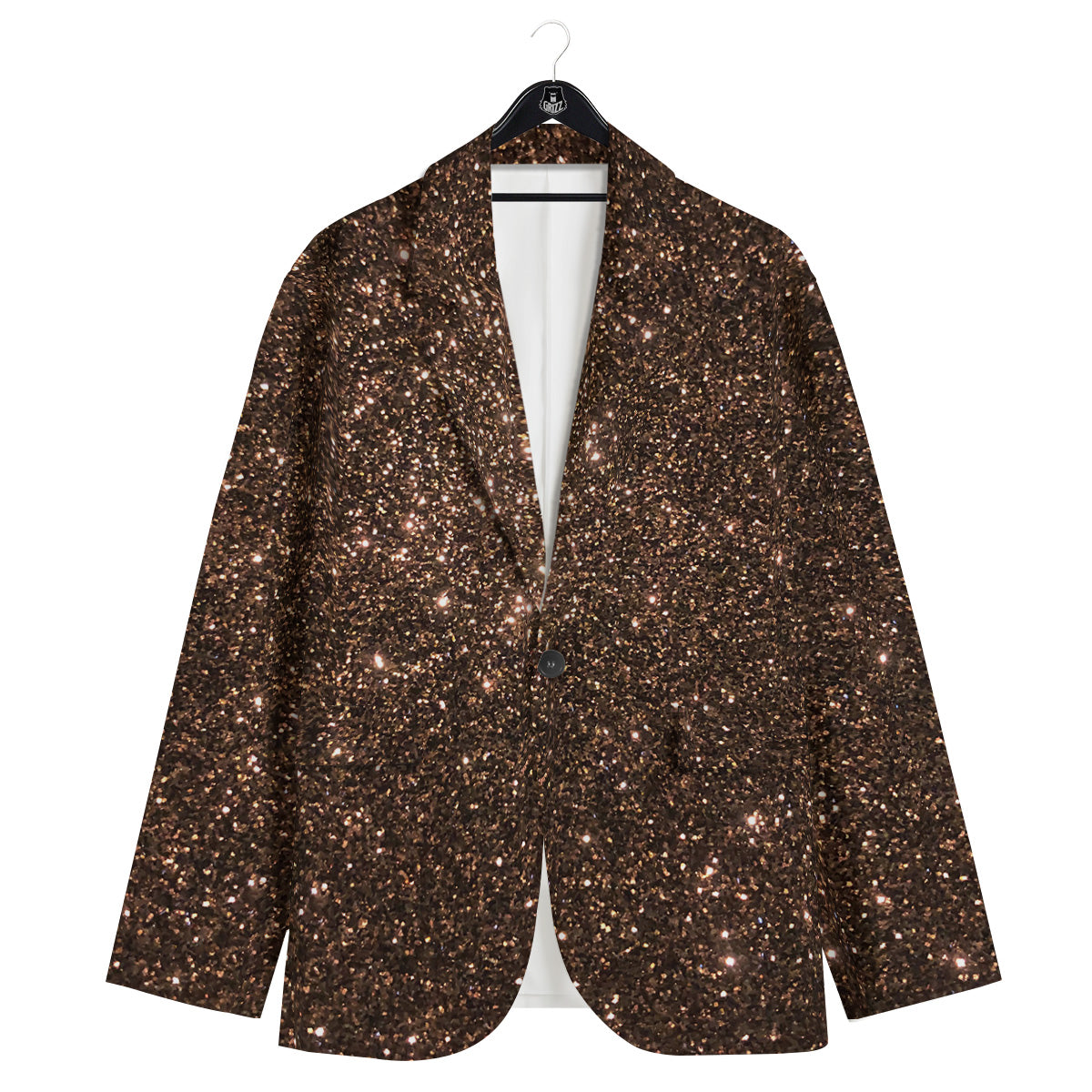 Brown Glitter Print Men's Sport Coat-grizzshop