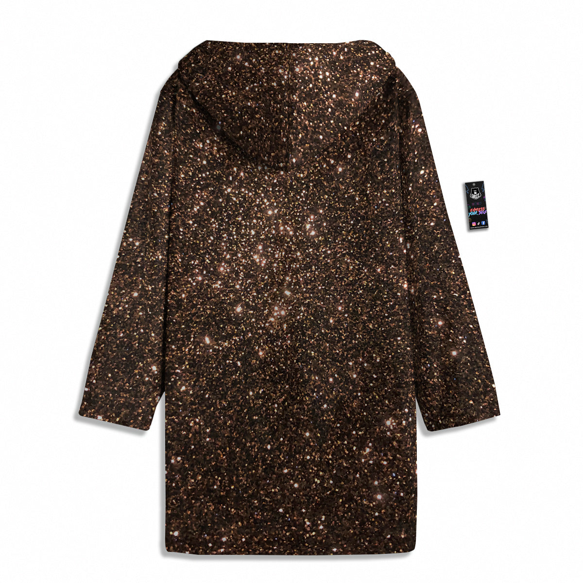 Brown Glitter Print Men's Windbreaker Jacket-grizzshop