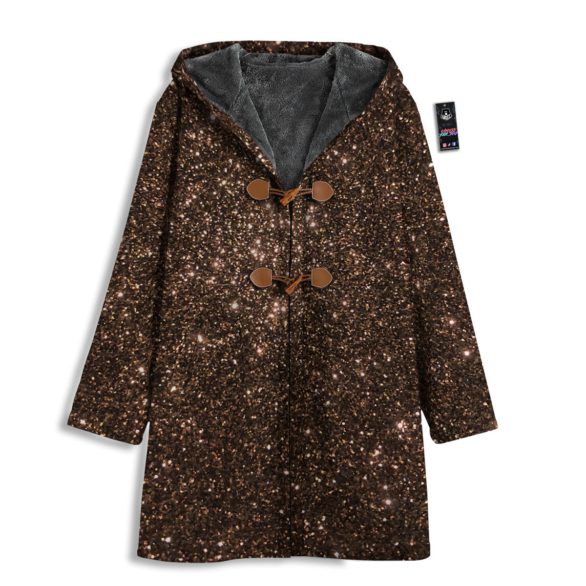 Brown Glitter Print Men's Windbreaker Jacket-grizzshop