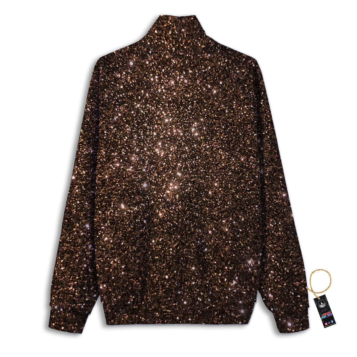 Brown Glitter Print Track Jacket-grizzshop