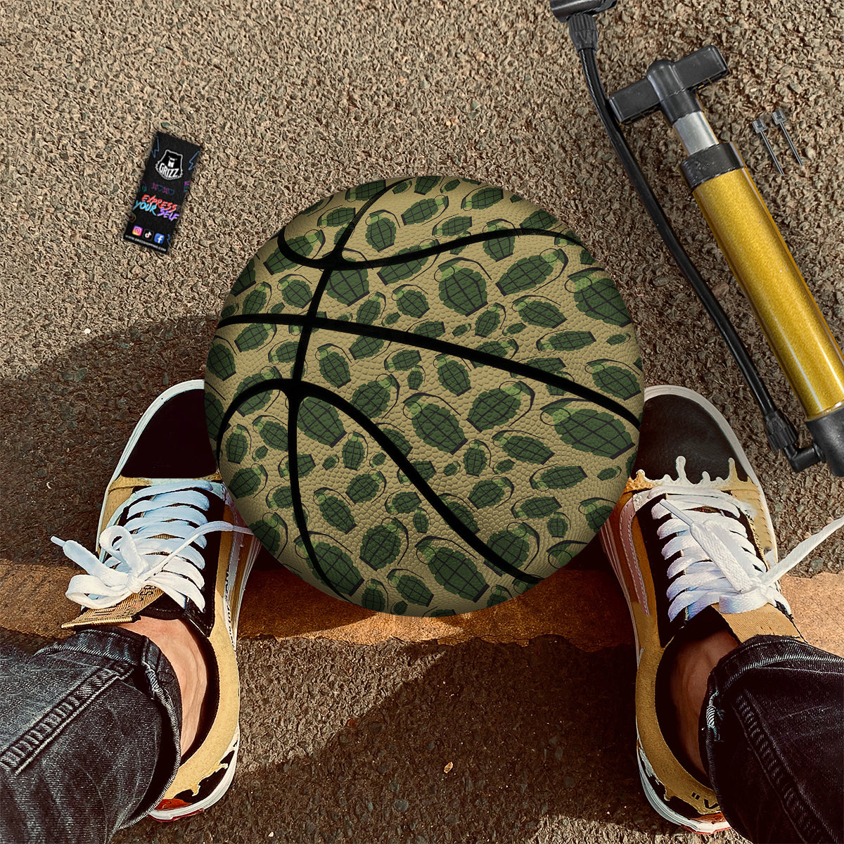 Brown Grenade Print Pattern Basketball-grizzshop