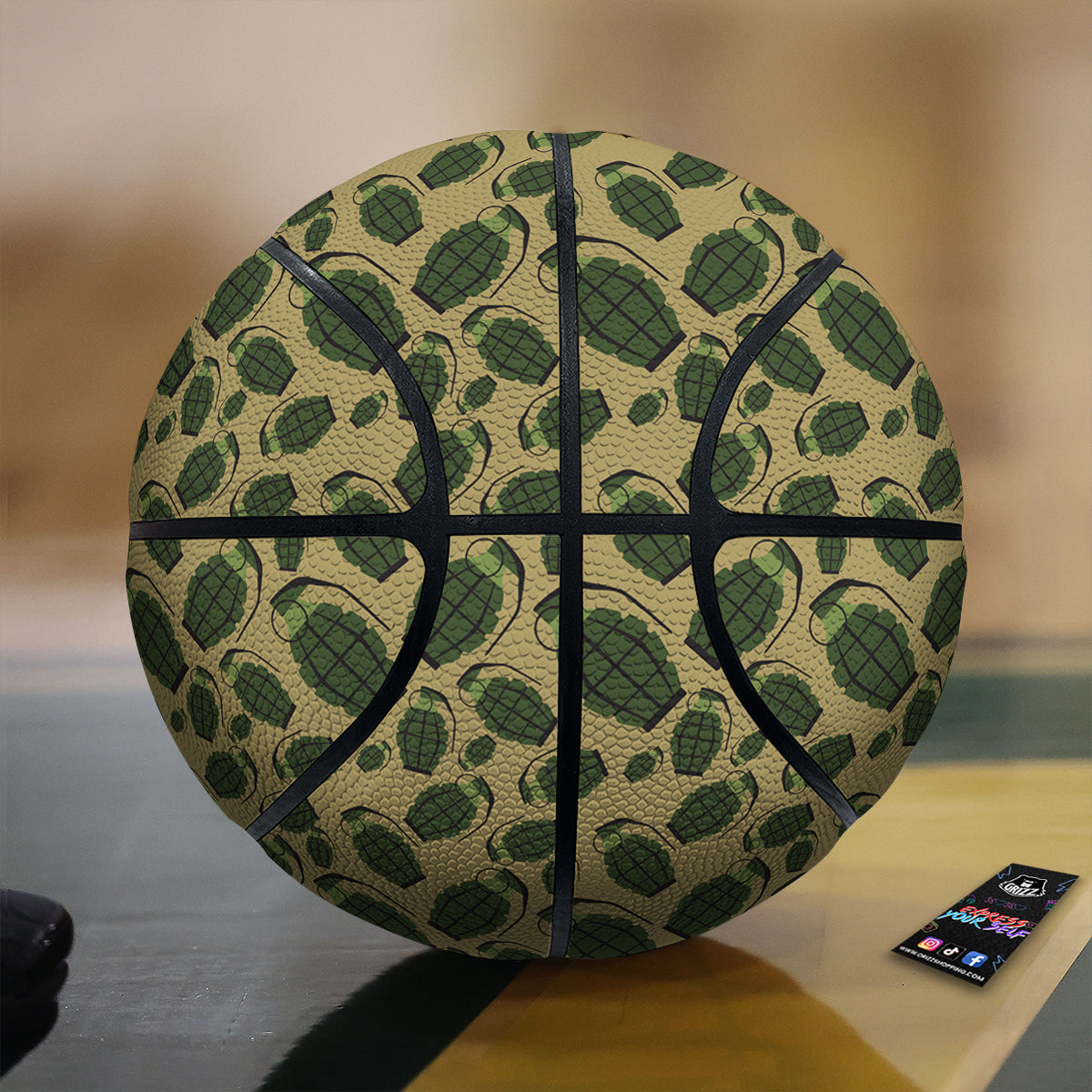 Brown Grenade Print Pattern Basketball-grizzshop
