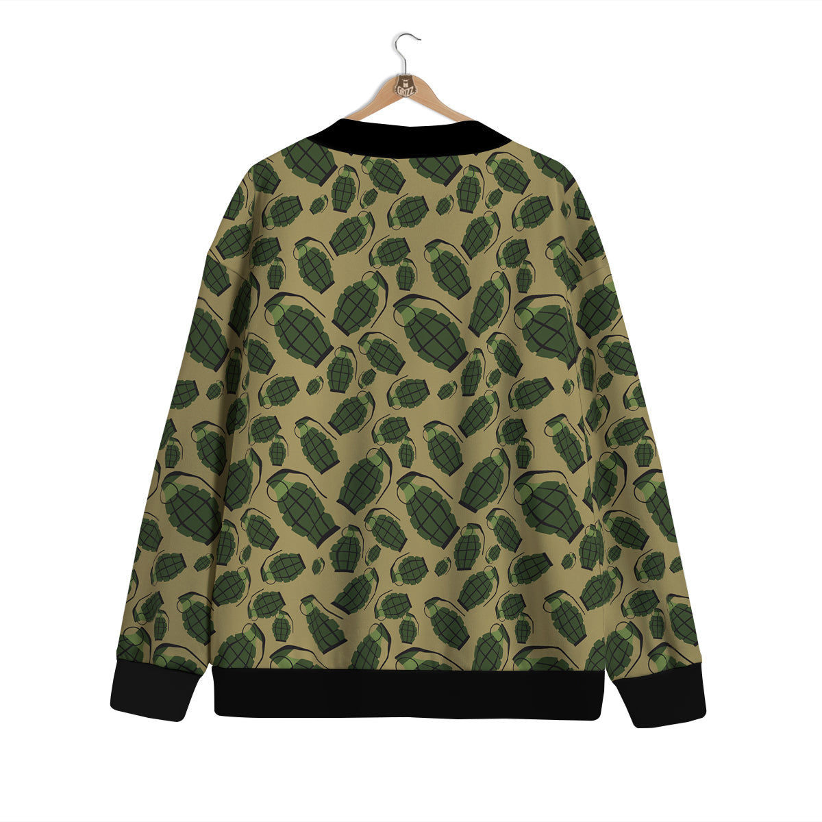 Brown Grenade Print Pattern Cardigan-grizzshop