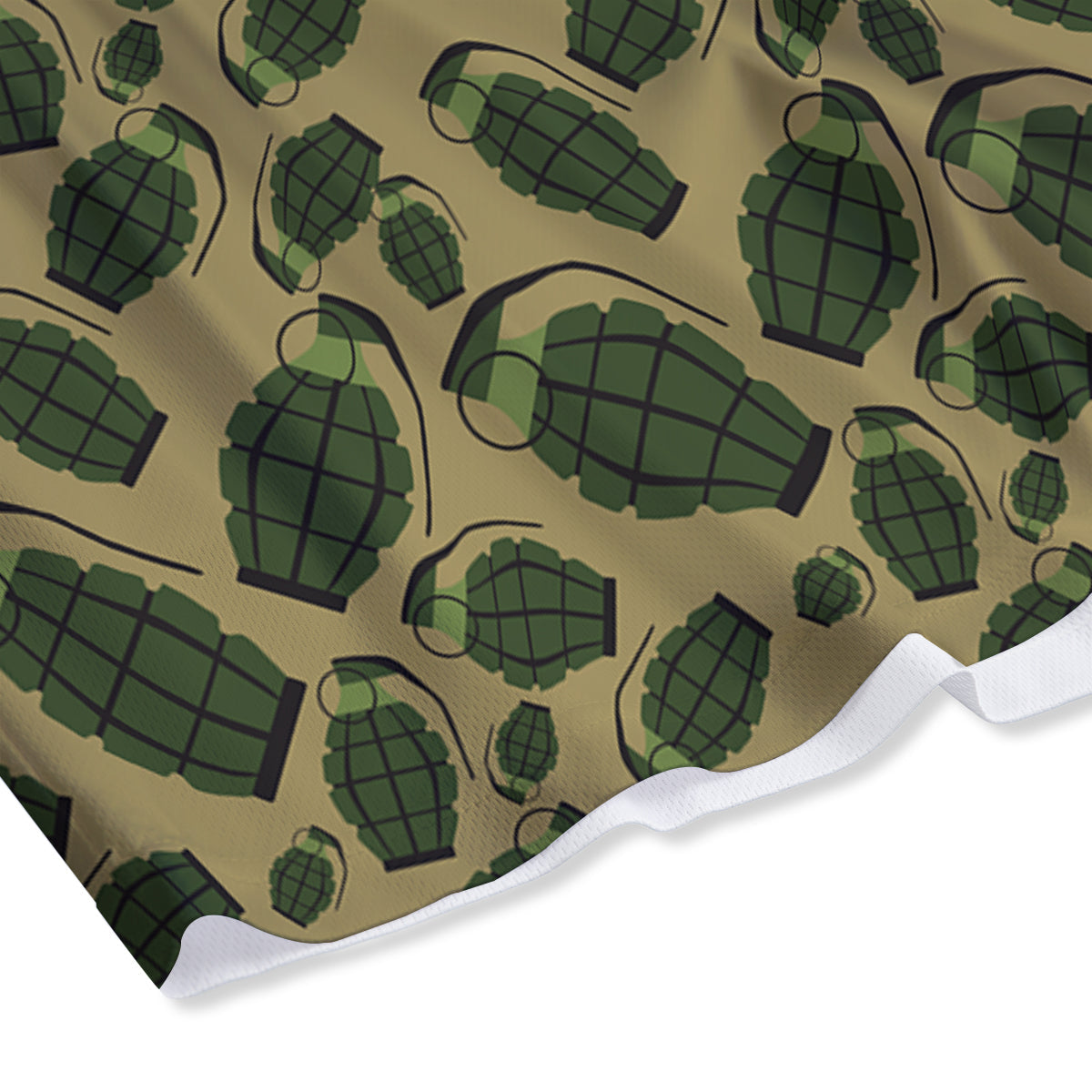 Brown Grenade Print Pattern Mesh Shorts-grizzshop
