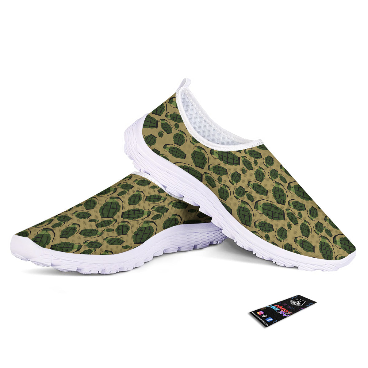 Brown Grenade Print Pattern Nurse Shoes-grizzshop