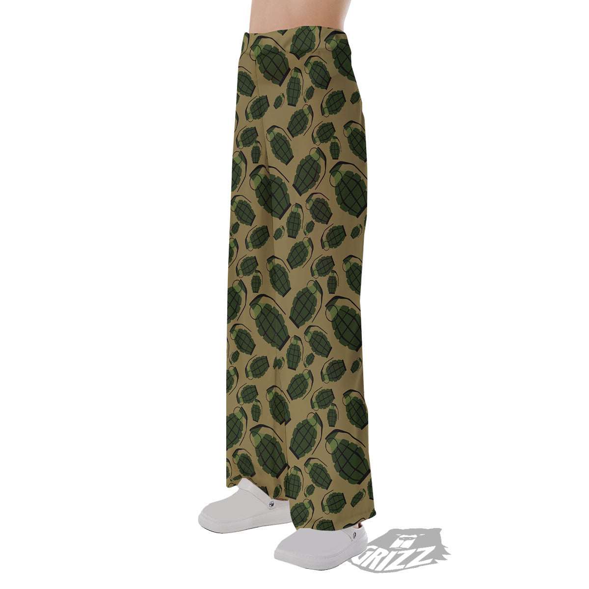 Brown Grenade Print Pattern Pajama Pants-grizzshop