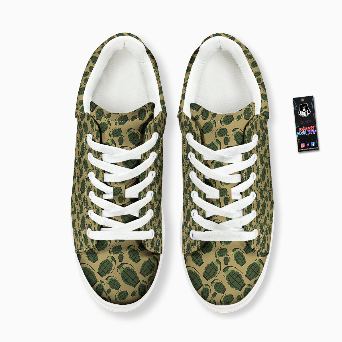 Brown Grenade Print Pattern Platform Shoes-grizzshop