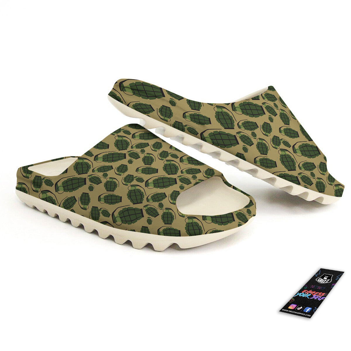 Brown Grenade Print Pattern Sandals-grizzshop