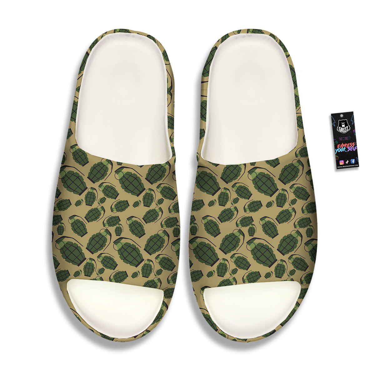 Brown Grenade Print Pattern Sandals-grizzshop