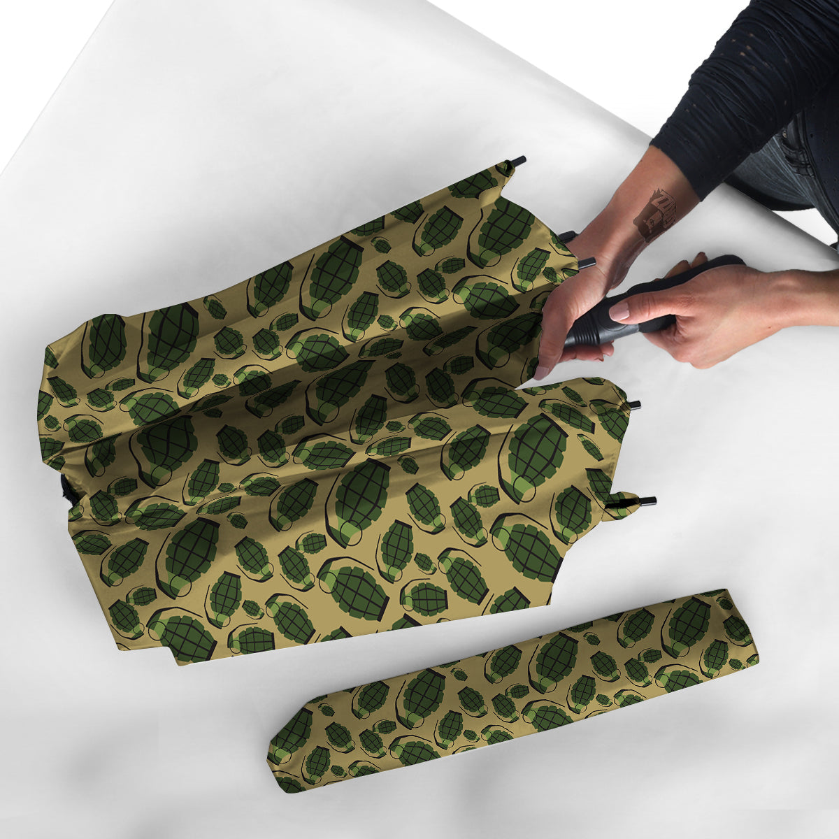 Brown Grenade Print Pattern Umbrella-grizzshop