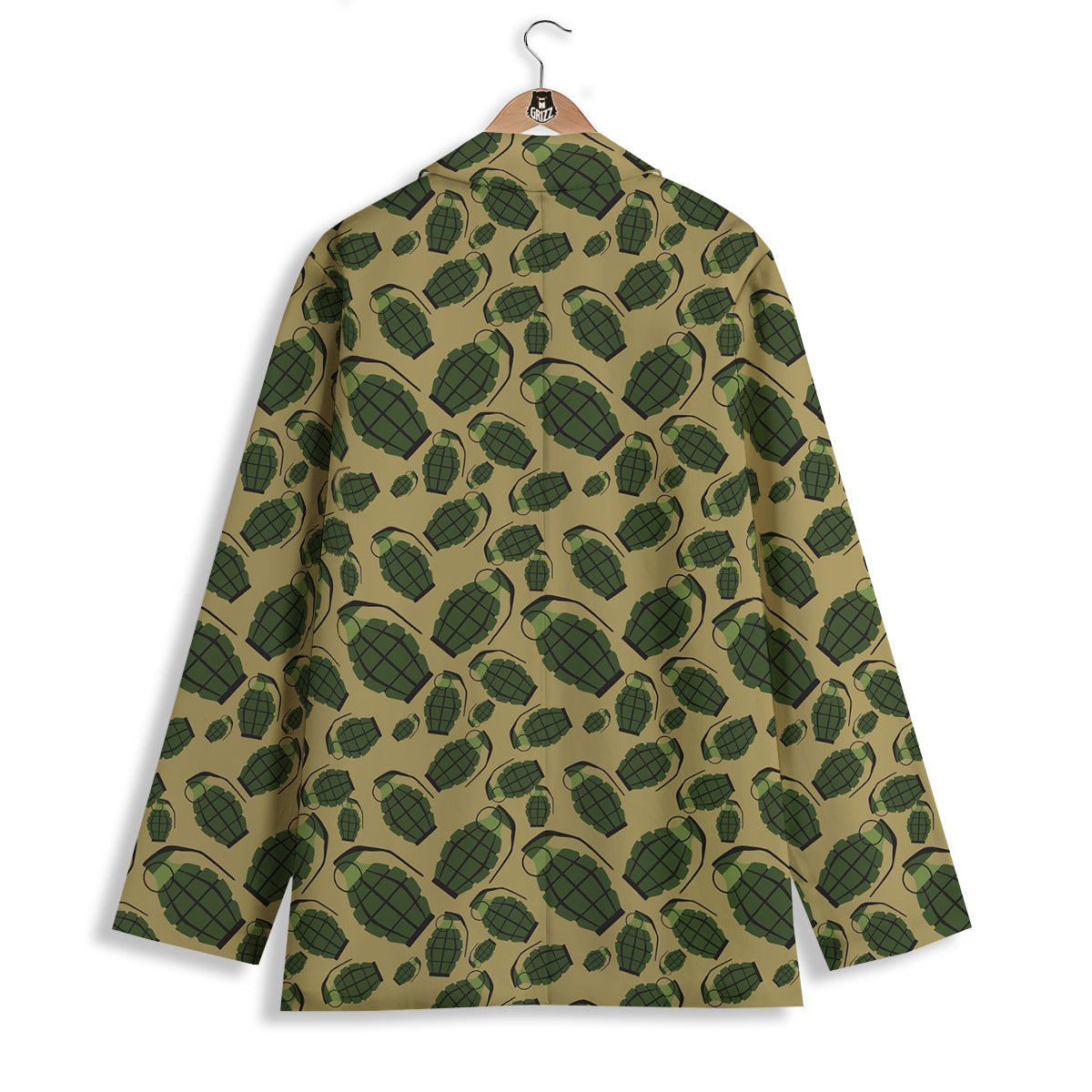 Brown Grenade Print Pattern Women's Blazer-grizzshop
