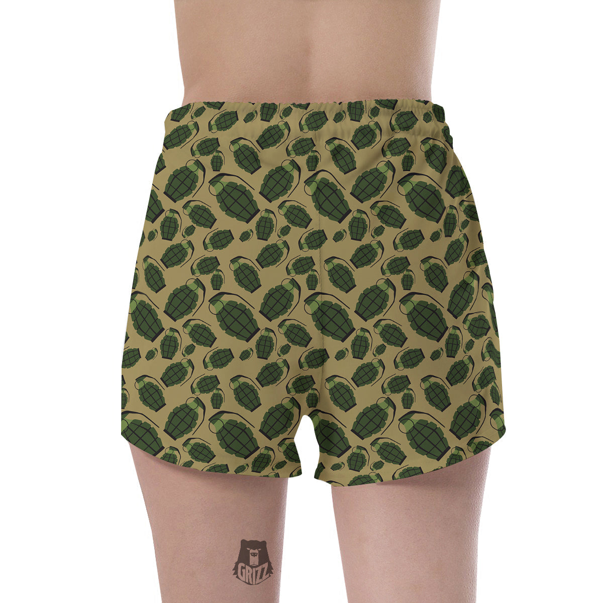 Brown Grenade Print Pattern Women's Shorts-grizzshop