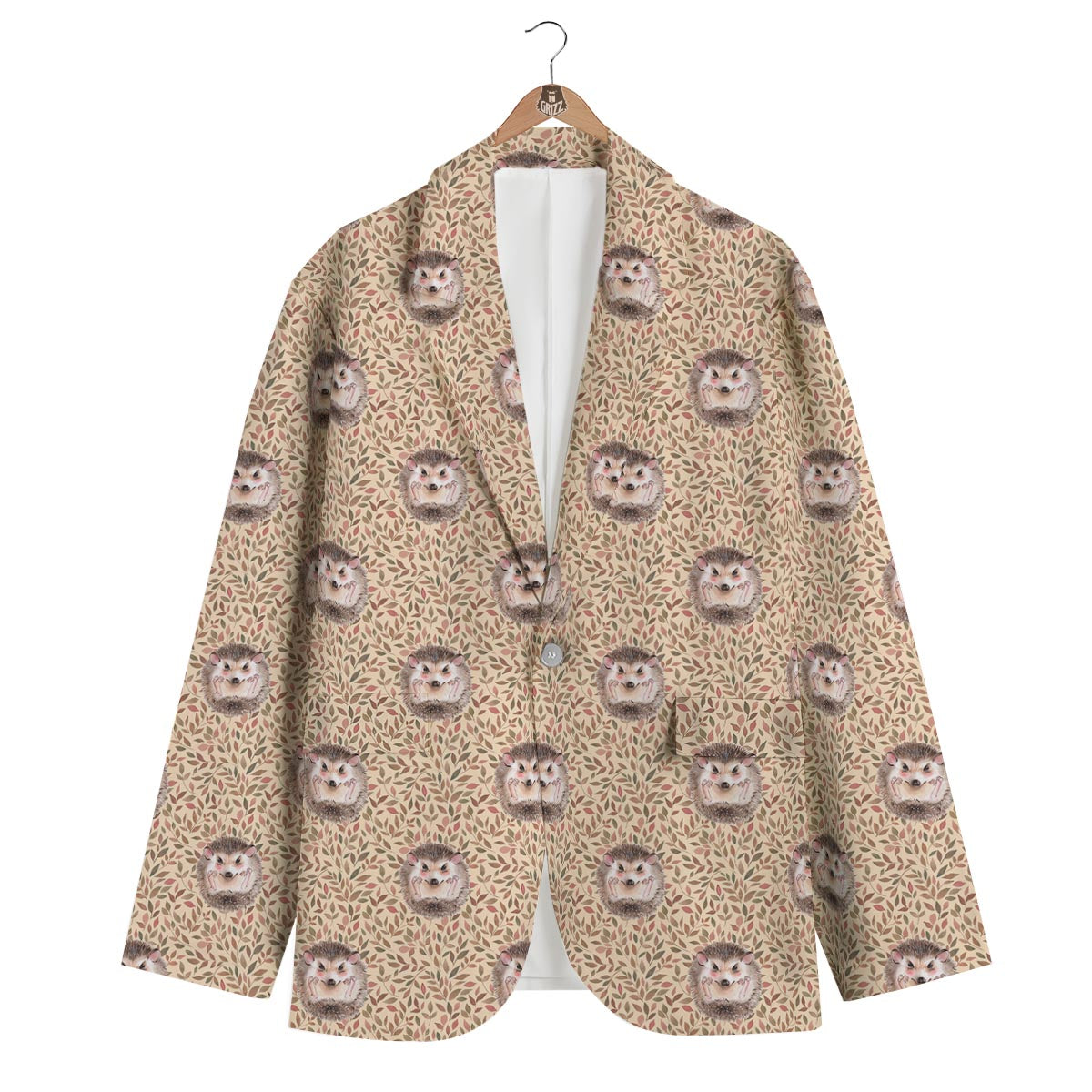 Brown Leaf Hedgehogs Men's Blazer-grizzshop