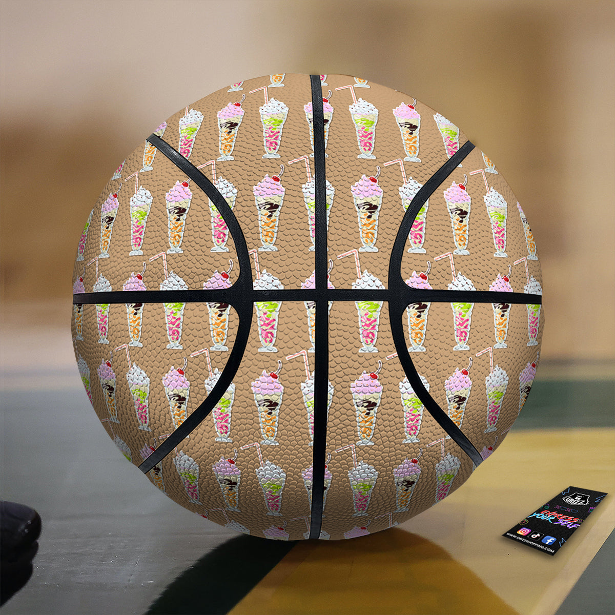 Brown Milkshake Print Pattern Basketball-grizzshop