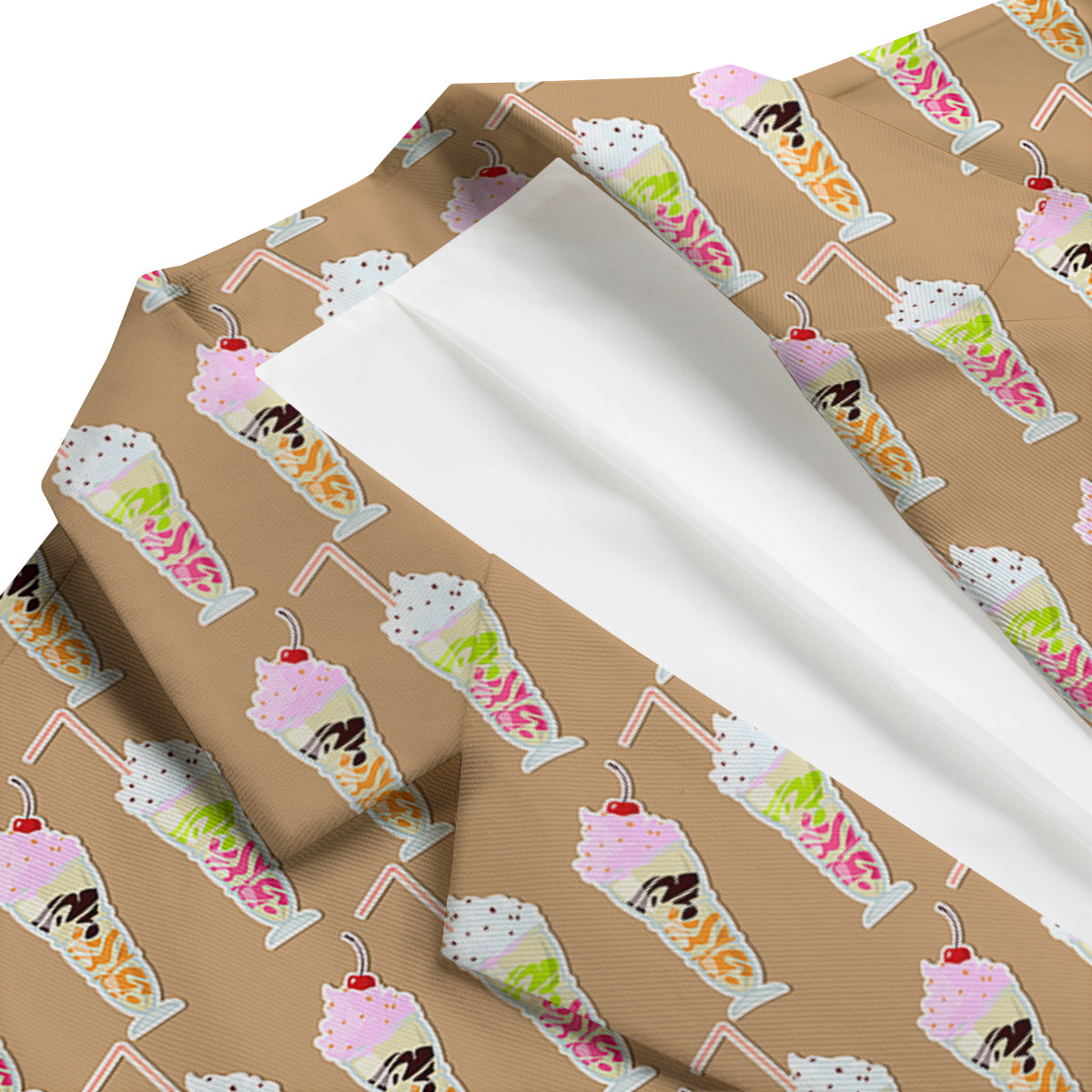 Brown Milkshake Print Pattern Men's Blazer-grizzshop