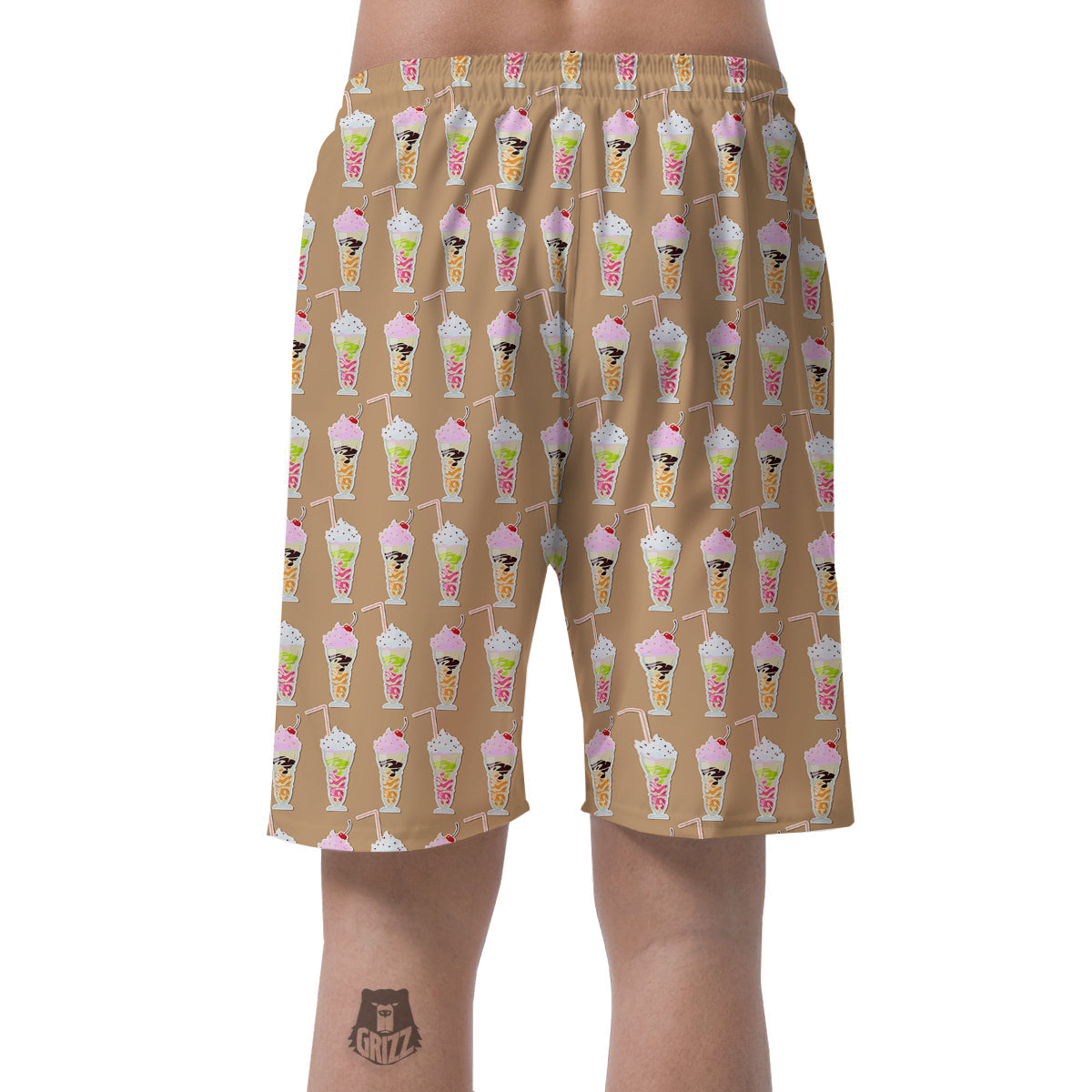 Brown Milkshake Print Pattern Men's Shorts-grizzshop