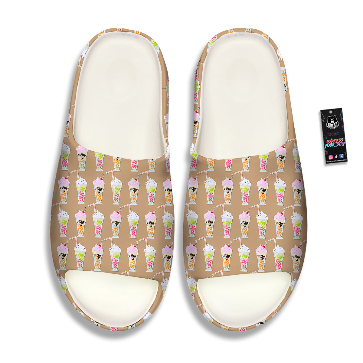 Brown Milkshake Print Pattern Sandals-grizzshop