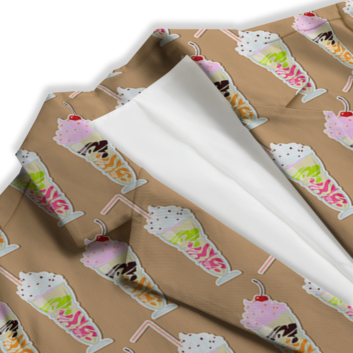 Brown Milkshake Print Pattern Women's Blazer-grizzshop